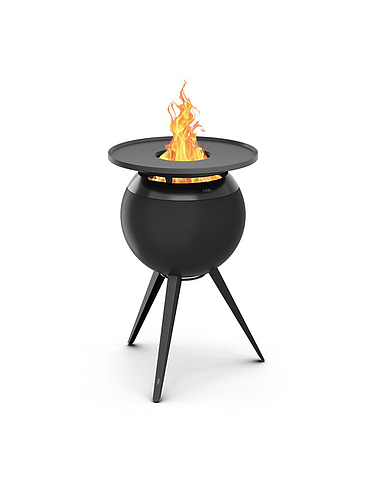 Hofats - MOON 45 All Black - Fire basket with high Stand - with Plancha accessory