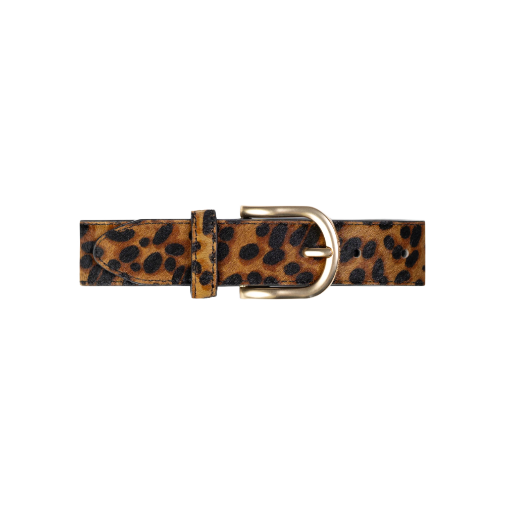 Billybelt - Woman plain leather belt - Leopard print - Size 85