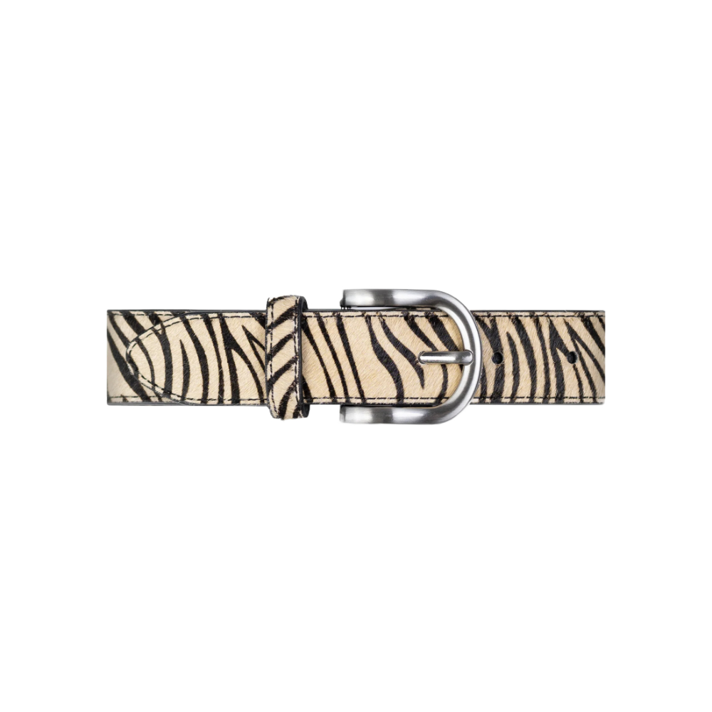 Billybelt - Vrouw effen leren riem - Zebra - Maat 85